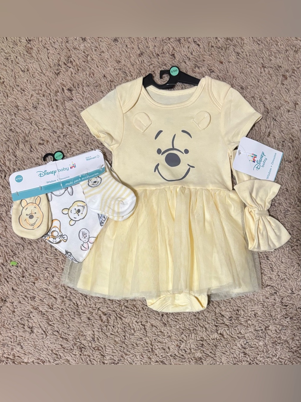 NWT *Bundle* Disney Baby Winnie The Pooh Baby Dress and Accessories pack sz 6/9M